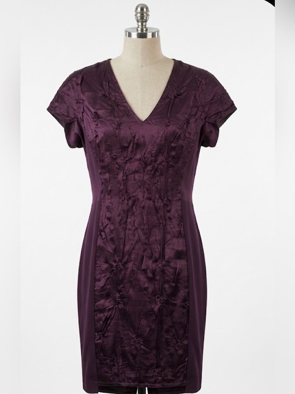 Prada Plum/Purple Rosette Ruched Sheath Dress, Size 38 IT